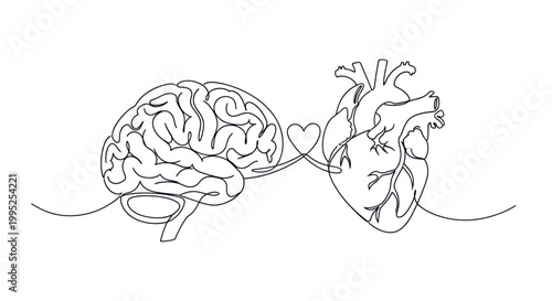 Brain and Heart Connected by Love and Thought.