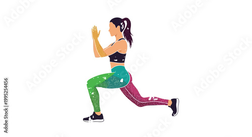 Woman doing lunges exercise, fitness illustration