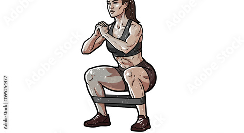 Woman doing resistance band squats for glute workout