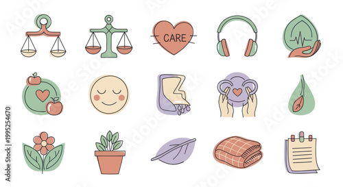 Collection of Hand Drawn Icons Representing Various Concepts.