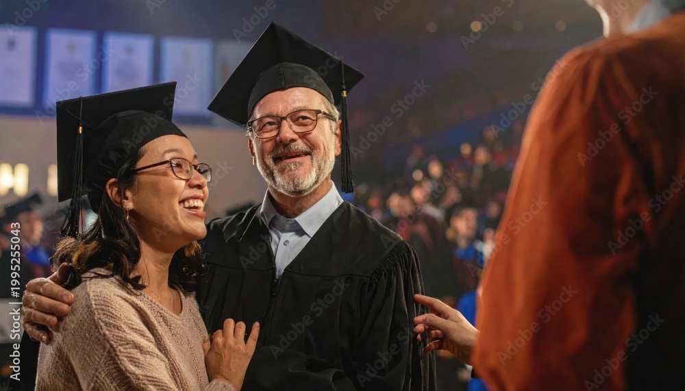 Fototapeta premium Happy Graduates Celebrating Achievement Together at Graduation Ceremony.
