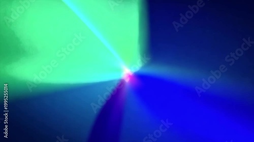 Abstract Light Rays in Motion, Dynamic Colorful Beams Intersecting and Spreading Across Dark Background.