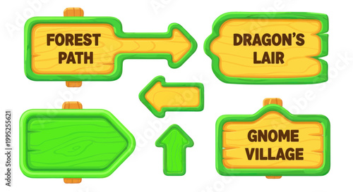 Colorful Directional Signs Fantasy Places.