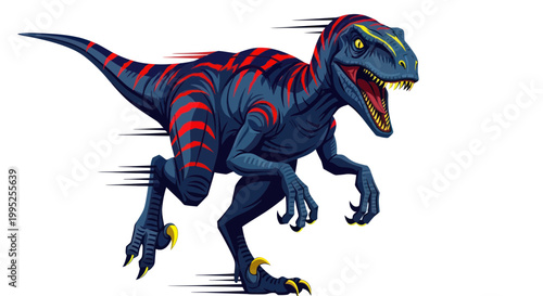 Dinosaur Running Fast with Open Mouth.