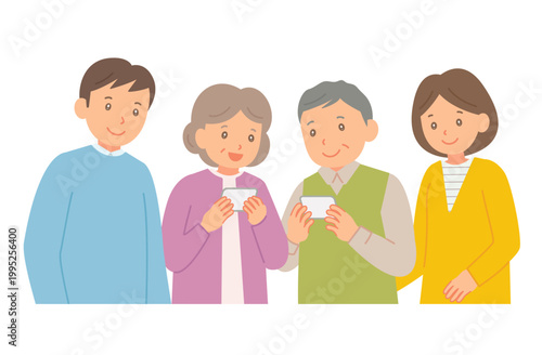 高齢の両親の免許返納を見守る子供達
