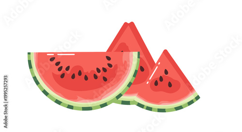 Fresh Watermelon Fruit Slices Closeup.