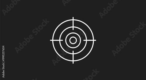 White Target Icon on Black Background for Accuracy and Precision.