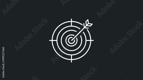 White Target Icon with Arrow Depicting Accuracy and Precision.