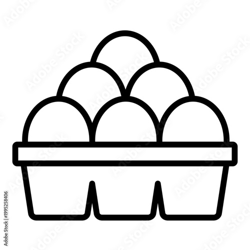 egg carton outline icon. full egg tray container. grocery store and farm supply. food and retail