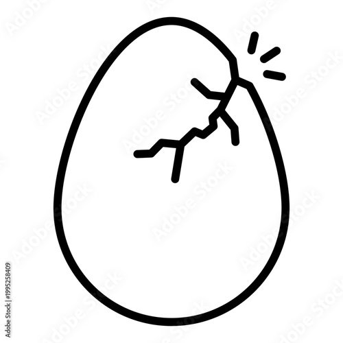 cracked egg outline icon. broken shell egg. cooking prep and baking use. food and kitchen