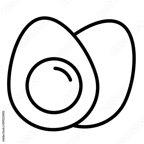 boiled egg outline icon. halved hard boiled egg. healthy breakfast and protein meal. food and nutrition
