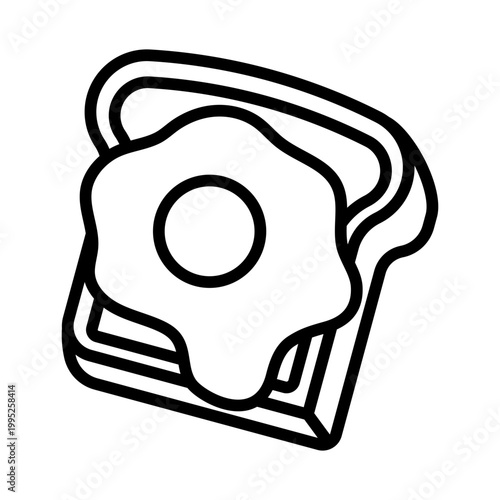 egg toast outline icon. fried egg on bread slice. breakfast and brunch meal. cafe and food