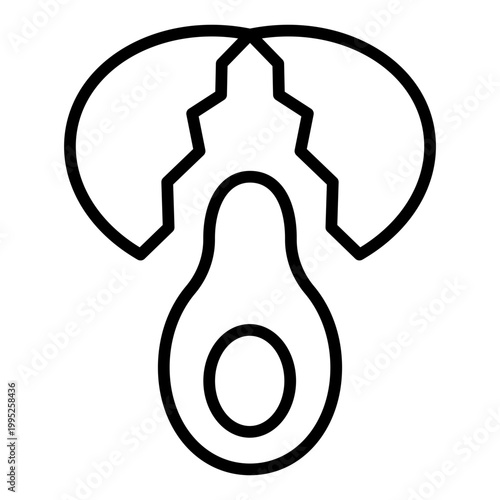 breaking egg outline icon. raw egg cracking open with yolk spill. cooking prep and baking. food and kitchen