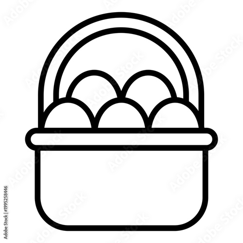 egg basket outline icon. woven basket full of egg. farm fresh harvest and market. food and agriculture