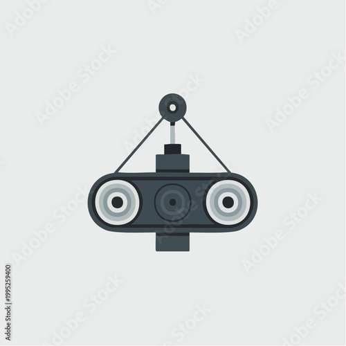 security camera icon with three lenses hanging by cable