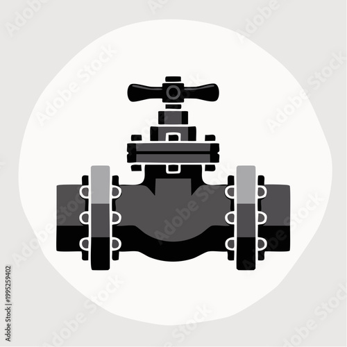 Industrial black valve icon with handle and bolts