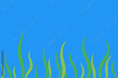 Abstract Underwater Seaweed Background – Minimalist Ocean Plant Illustration with Blue Backdrop