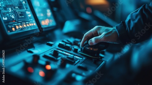 Hand Operating Control Device in Futuristic High-Tech Environment