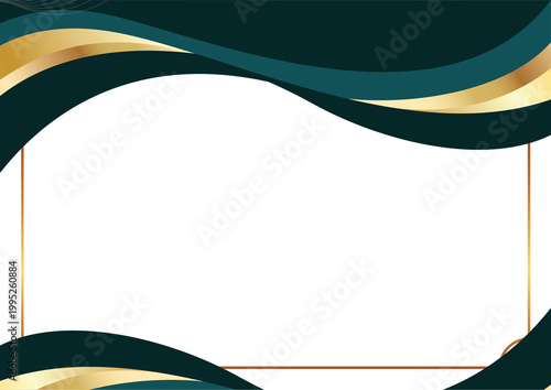 Abstract gold and dark green wavy lines on white background illustration