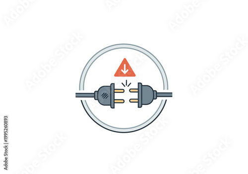 Electric plug with warning sign.