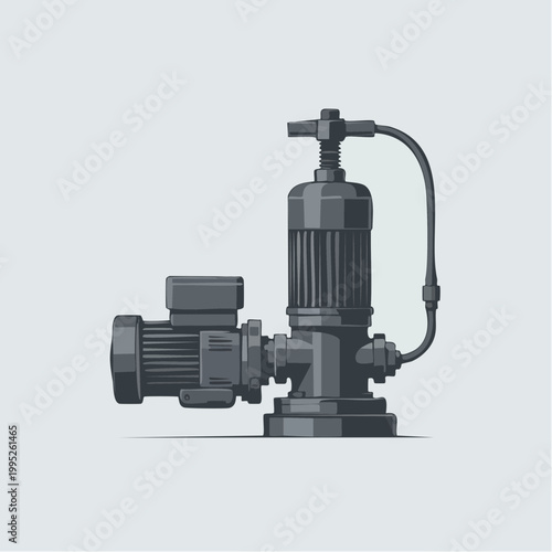 Industrial pump system illustration with motor and piping