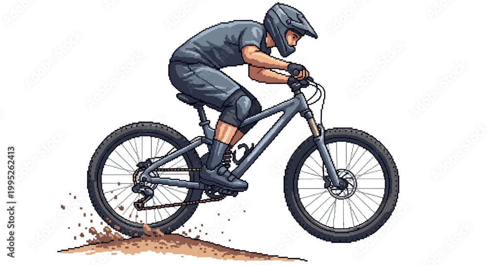 Naklejka premium Man Riding Mountain Bike.