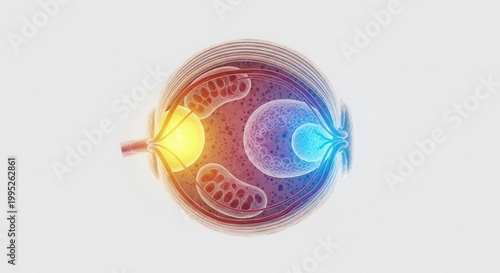 Vibrant 3D visualization of complex internal biological structure depicting sensory pathways and
