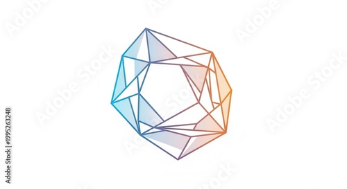 Dynamic geometric polygon with modern gradient colors, representing complex structures and