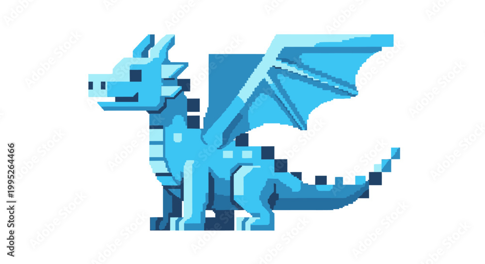 Fototapeta premium Blue Pixel Dragon Toy.