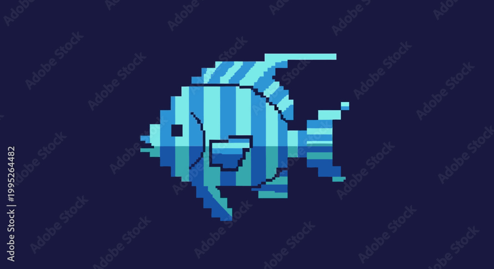 Fototapeta premium Blue Pixelated Fish Image.