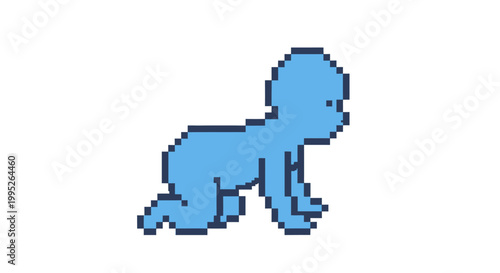 Blue Pixel Dog Crawling.