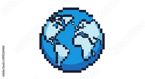 Blue Pixel Globe Earth.