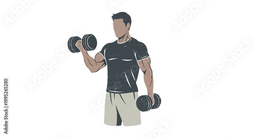 Man Exercising with Dumbbells