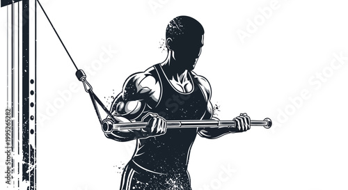 Man exercising with cable machine, fitness, strength training, bodybuilding