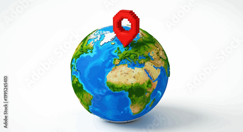 Globe with Red Pin.