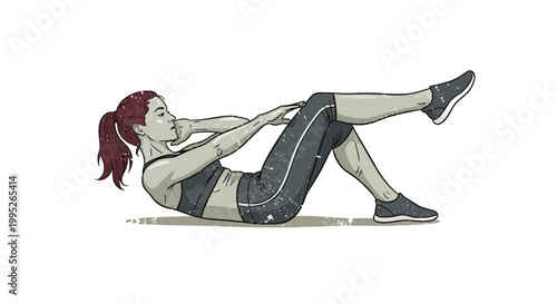 Woman doing abdominal crunch exercise, fitness and healthy lifestyle