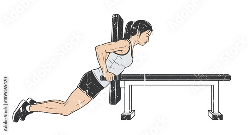 Woman doing bench dips exercise for triceps workout