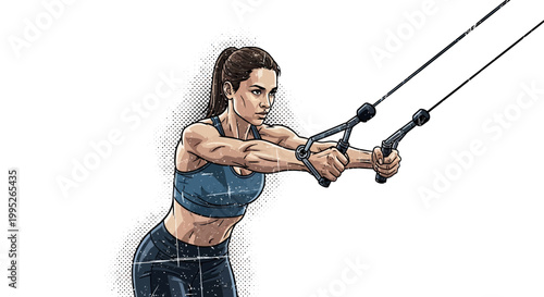 Woman doing cable crossover exercise for chest and shoulders