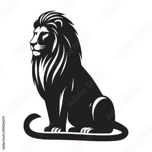 Majestic Lion Silhouette in Golden Sunset Wild African Savannah King of Jungle Powerful Predator Elegant Outline Nature Wildlife Art Minimalist Design Black Shadow Roaring Strength Courage Beauty.