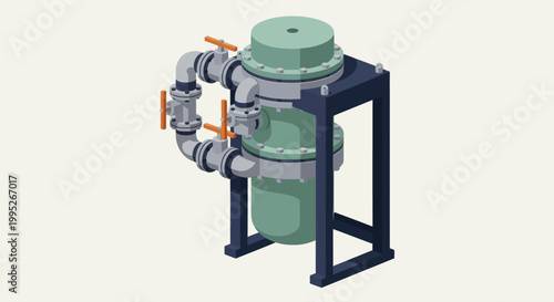 Industrial Water Filter System Isometric Illustration.