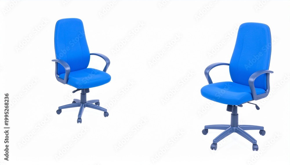 Obraz premium professional blue office chairs set on white background for workplace furniture