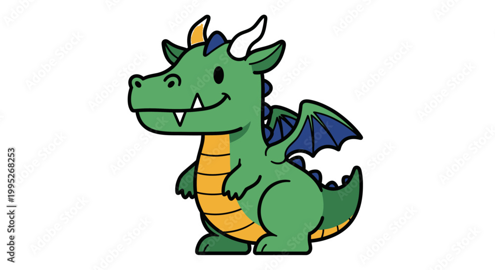 Fototapeta premium Smiling Green Cartoon Dragon.