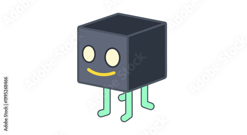 Smiling Cube Character Design.