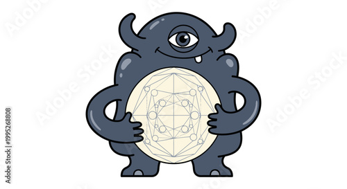 Monster Holding Round Object.