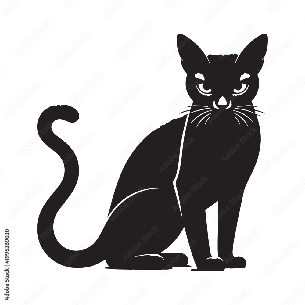 Fototapeta premium Elegant Cat Silhouette Graceful Feline Shadow Minimalist Black Outline Cute Kitty Shape Mysterious Night Cat Artistic Design Pet Lover Aesthetic Calm Quiet Animal Icon Smooth Curves Modern Style.
