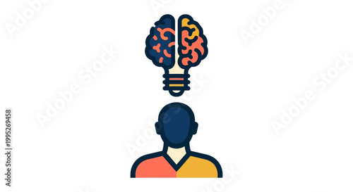 Person with Brain Lightbulb.