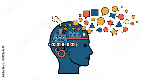 Thinking Brain with Gears.