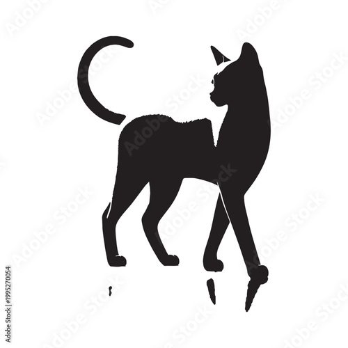 Elegant Cat Silhouette Graceful Feline Shadow Minimalist Black Outline Cute Kitty Shape Mysterious Night Cat Artistic Design Pet Lover Aesthetic Calm Quiet Animal Icon Smooth Curves Modern Style.