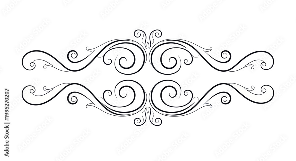 Fototapeta premium Elegant Black and White Swirl Ornament Design.