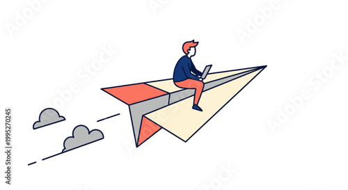 Man on Paper Airplane.